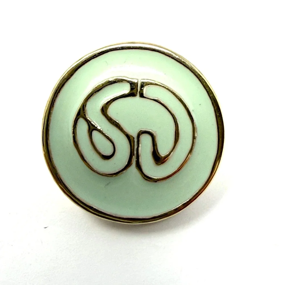 St. John Sport by Marie‎ Gray Mint Green Enamel Logo Buttons Gold Tone Set of 7